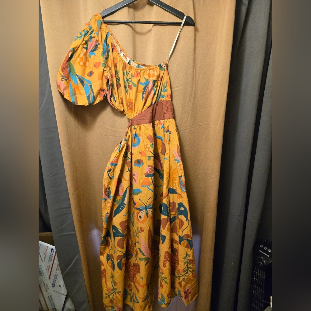 Farm Rio Anthropologie size medium One-Shoulder Maxi Dress - Picture 2 of 6
